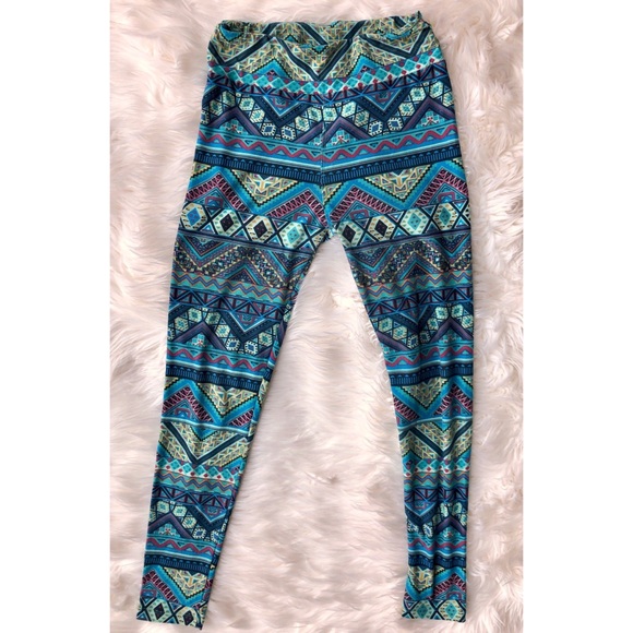 LuLaRoe Pants - LULAROE Blue Aztec Leggings